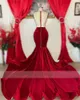 Robe de bal sirène scintillante, Sexy, en velours, col transparent, perles de cristal, strass, Robe de soirée, robes de réception de mariée, 2024