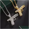 Pendant Necklaces Iced Out Cubic Zirconia Pistol Necklace Bling Fashion Exquisite Jewelry Personality Hip Hop Hine Gun For Men Drop D Dhthl