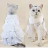 Hundklädklänning för bröllop valp formell vit prinsessa båge slöja krona hårnål födelsedagsfest tillbehör