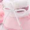 Boots Baby Cute Thickened Plush Flat Shoes Infant Girls Boys Bobbles Bow Non-Slip Soft Sole First Walker Winter Warm