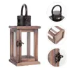 Candle Holders Decorative Wood Lantern Tabletop Lamp Rustic Home Decor For Indoor Outdoor Use