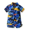 Ensembles de vêtements pour bébés enfants Chemises à fleurs à manches courtes Shorts Garçons Tout-petits Costumes décontractés 2 pièces Tenue pour enfants Tenue de plage pour jeunes Taille 80-130cm K72N #