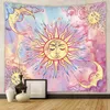 Tapestries Beautiful Bohemian Interior Decoration Tapestry Psychedelic Sun And Moon Hippie Datura Flower Home Hanging On The Wall Tapestry