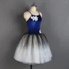 Scenkläder 2024 Navy Blue Camisole Ballet Tutu kjol Romantisk sammet dansar tyll vuxna barn kostymer dansare klänning