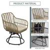 3 PCS Wicker Balcony Bistro Set, 360° Swivel Rocker Patio Chairs Set with Soft Cushions, Tempered Glass Top Table, Patio All-Weather Wicker Furniture Set