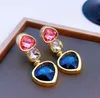 Love Ear Clip Earring Colored Zircon Heart shaped Earrings Girl Wedding Birthday Personalized Simple Jewelry Wholesale