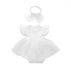 Платья для девочек от 0 до 6-12 месяцев, детская сумка, пердежная юбка, одежда с пышными рукавами, кружевная марлевая принцесса, повязка для волос с бантом