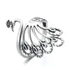 Band Rings Creative Peacock Sterling Silver Wide Face Ring Female National Style Thai Silver Phoenix Old Ring Em0j