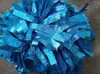 Professionelle Cheerleader-Pom-Poms. Metallisch, hellblau, schwarz, weiß, individuelle Farbe, ein Stück 240118