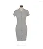 Casual Dresses South Korea 2024 Spring/Summer Dress Small Sexy Slim Fit Temperament Tight Short Sleeve Wrap Hip IDEI