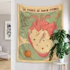 Tapisseries Soleil Lune Tarot Tapisserie Tenture Murale Boho Tarot Chat Kawaii Décoration de Chambre Psychédélique Hippie Tapisserie pour Chambre d'enfant Chambre Mur Art