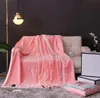 Mantas Manta de diseñador Impresión de letras Cubierta de aire acondicionado Toalla de baño de viaje Manta de chal de lana suave para mujer con caja de regalo