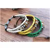 Braccialetti con ciondoli Nuovi stili Bk Mix Perline Ciondolo Bracciale in pelle Polsino in metallo Skl Punk Rock Braccialetti sportivi Gioielli da donna per uomo Drop De Dh8Ph