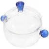 Servis uppsättningar Glass Cooking Pot Kitchen Supplies Braiser Pan med locket transparent för tydlig krukor Skålskydd