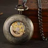 Montres de poche Montre mécanique facile à lire pour homme Luxe Noir Or Steampunk Squelette Grands chiffres Creux Fob Chaîne Horloge Pour Hommes Collection