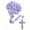 Pendentif Colliers Qigo Christ Bijoux Rouge Polymère Argile Rose Croix Rosaire Collier Long Prière Religieuse Bijoux Pour Hommes Femmes