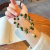 Charme pulseiras vintage estilo étnico pulseira de cristal para homem e mulheres verde tigre olho pedra grânulos jóias dupla camada mão acessórios