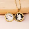 Necklaces Duoying Pet Memorable 27mm Pendant Enamel Color Moon Round Photo Box Color Printing Photo Stainless Steel Necklace Gift