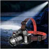 Lampes frontales LED Lampe frontale rechargeable avec interrupteur de détection de lumens élevés Lampe de travail montée sur la tête pour la course à pied Jogging Escalade Cam Riding Drop de Dhhzg