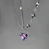 Y2K violet cristal coeur pendentif collier femmes lumière luxe Egirl Emo Punk Grunge clavicule chaîne mode saint valentin cadeaux