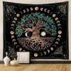 Tapisseries Tree of Life Tapestry Sun and Moon Tapestrys Tarot Divination Wall Hanging Boho Eesthetic Room Decor Spiritual Yoga Filtar L2401