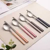 Camp Kitchen 8Pcs Tableware Set Stainelss Steel Cutlery Set Korean Spoons Chopsticks Dinner Set Kitchenware Dinnerware Set Spoon Cutlery Set YQ240123