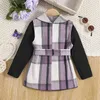 Sukienki dla dziewczyn jesienne nowe dziewczyny strój 4-7 lat mała dziewczynka fioletowa kamizelka bez rękawów + czarna baza dzianiny swobodne wakacje koreańskie garnitury