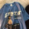 남자 S 셔츠 힙합 스트리트웨어 Haruku Girl 일본 칸지 프린트 Tshirt CC 여름 남성 짧은 슬리브 면화 t 셔츠 230422