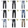 Bir miRS tasarımcısı erkek kot poral kot pantolon yüksek sokak deliği yıldız yama unisex yıldız nakış paneli pantolonlar slim fit pantolon pantolon boyutu 29-38