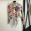 luxurious shirt women designer ladies fashion Flower printing long sleeve high quality upper garment Jan 23