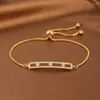 Link Armbanden FEEHOW Mode Eenvoudige Cz Zirconia Paperclip Vorm Ketting Voor Vrouwen Meisjes Leuke Goud Kleur Armband Partij Sieraden