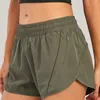 LU-018 Womens Yoga Outfits High Waist Shorts Exercise Short Pants Fitness Wear Girls Running Elastic Adult Pants Sportswear Lined Drawstring