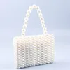 Kvällspåsar Fashion Ins Handgjorda pärlstav väver handväska för kvinnor Vintage Elegant Pearl White Women's Shoulder Bag Anpassning