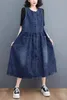 Abiti casual Jeans Temperament Dress 2024 Donna Primavera / Estate Vintage Girocollo Allentato A-Line Slim Canotta in denim di media lunghezza Z4030