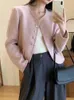 Женские куртки высокого качества, французский винтажный твидовый пиджак с небольшим ароматом для женщин, осень-зима, повседневное уличное короткое пальто, верхняя одежда
