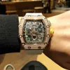 Miilles Watch Luxurys Mechanical Watches Ricchas for Mens Sky Wine Barrel Diamond Inlaid Large Dial Full Automatic RM011 Sport Wristwatches