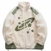 Ropa informal estilo Hip Hop, chaqueta de lana con estrellas espaciales, chaqueta Harajuku 2024, chaqueta de invierno para hombre, chaqueta con cuello con cremallera 240123