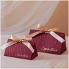 Favor Holders European Champagne Gold Triangle Wedding Candy Box Handhållen väska liten gåva Drop Delivery Wedding, festevenemang bröllop DHMVH