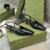 Cruise Designer Sandálias Vestido Sapatos Slingback Luxo Mid Heel Chinelos com Strass Toe Quadrado Cristal Espumante Impressão Bombas Festa Casamento Saltos De Couro Slide