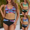 Women's Swimwear Waisted Top Set Print Bikini Beachwear Tube Filled Swimsuit Boho Bra Swimwears Crochet