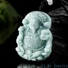 Hängen Natural Agrade Jade Pendant Blue Water God of Wealth Necklace Pendant Lucky Ice Jade High Grade Male and Female Pendant