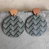 Dangle Earrings Retro Vintage Geometric Wood Round Blooming Floral Garden Statement For Women Unique Jewelry Wholesale
