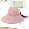Wide Brim Hats 2024 Summer Women's Bow Straw Hat Big Bag Edge Uv Protection Folding Beach Outdoor Open Top Sun Visor