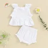 Clothing Sets Baby Girl 2Pcs Summer Outfits Sleeve Button Down Ruffle Tops Shorts Set Infant Clothes
