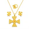 Ethiopian Jewelry Sets for Women Pendant Necklaces Earrings Ring 14k Yellow Gold Eritrean Ornaments