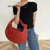 Women Handbag 2024 New Woven Bag with Large Capacity Knot Handheld Cloud Bull Horn Dumpling