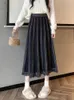 Юбки TIGENA, длинная вязаная юбка миди для женщин, осень-зима 2024, винтажная полосатая юбка с кисточками по краю, женская трапециевидной формы с высокой талией средней длины