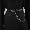 Ceintures M2EA Punk Ceinture de taille pour femmes Alliage et faux cuir avec chaîne strass Night Club Robe Jupe Décor