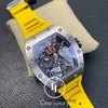 Regardez la montre-bracelet de luxe Mécanique pour hommes montres originales Riccha 011 RM11 03 Felipe Massa Flyback Chronograph Titanium Case sur RUBBS jaune Haute qualité