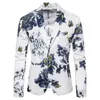 Erkek Ceketler Çiçek Baskı Blazer Uzun Kollu Yakel Bir Düğme Resmi Takım Jackset Erkek İş Düğün Partisi Dış Giyim Üstleri